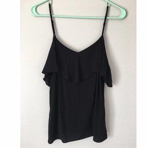 Old Navy Black Cold Shoulder Tank with Ruffles